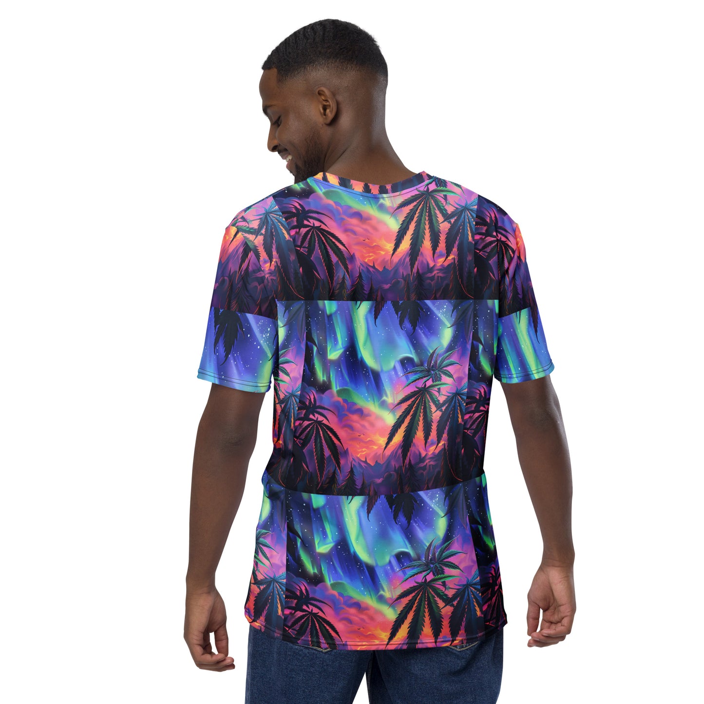"Aurora Borealis Weed Leaf" t-shirt