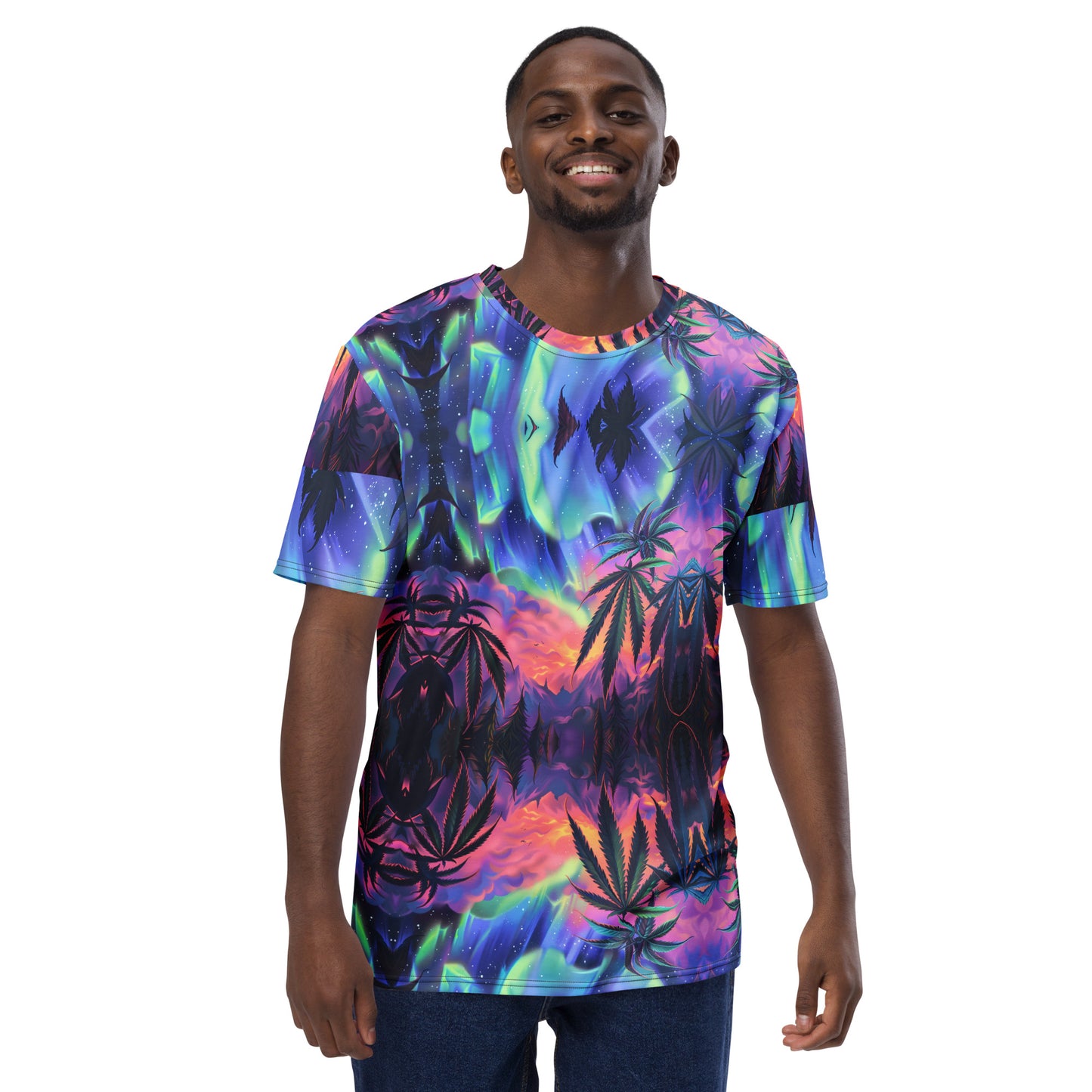 "Aurora Borealis Weed Leaf" t-shirt