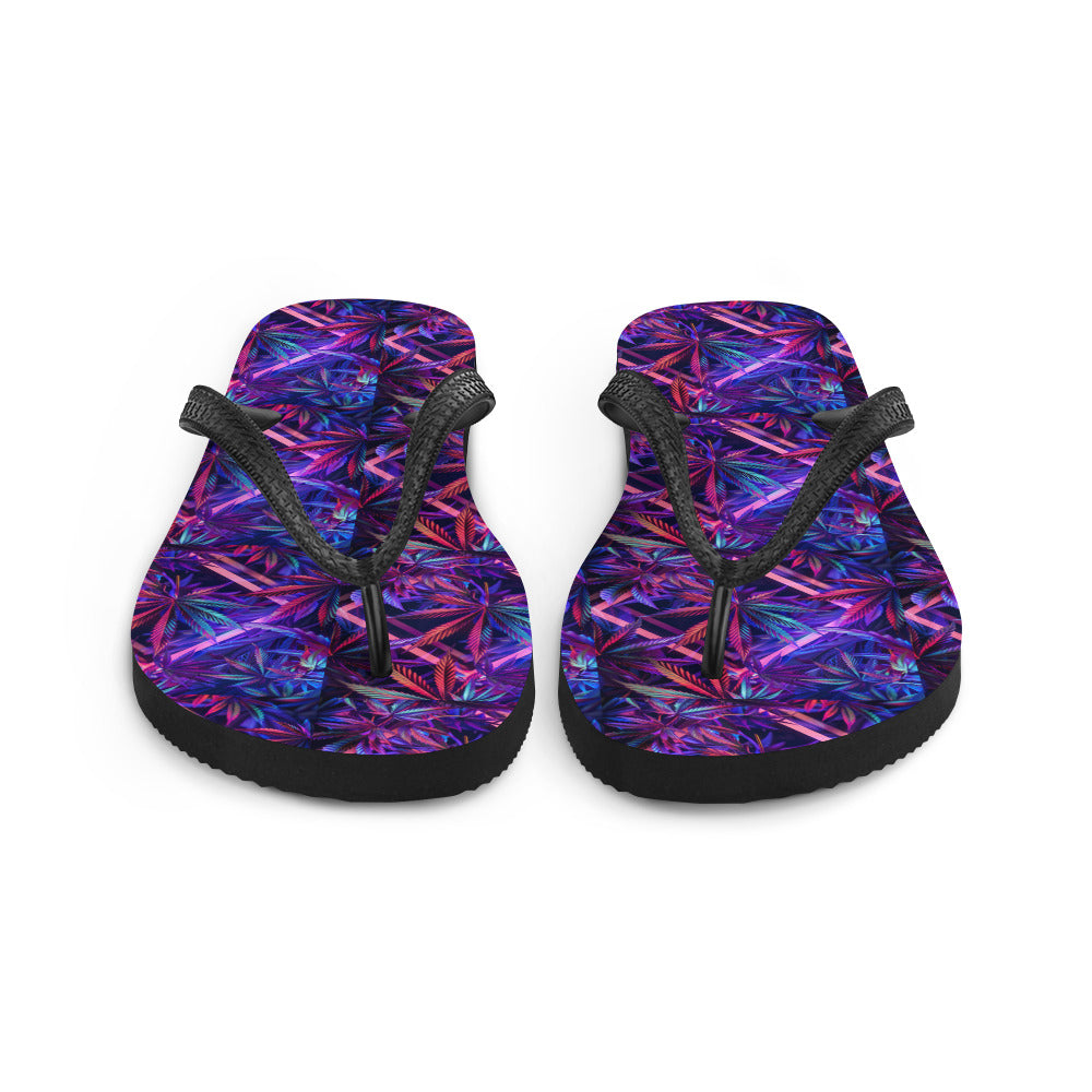 "Weed Leaf Pattern" Flip-Flops
